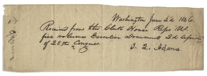 John Quincy Adams Note Signed Related to the 28th Congress